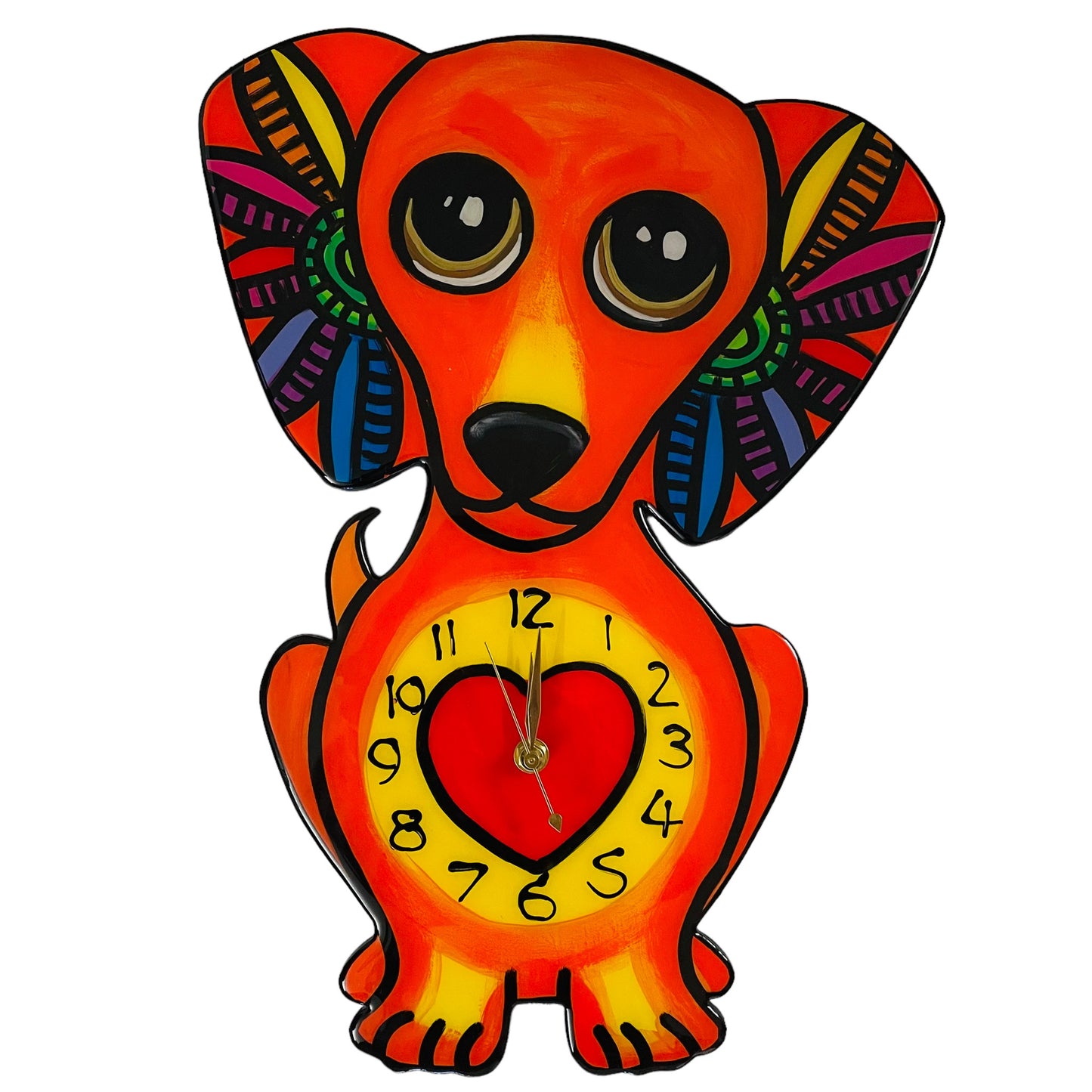 Dachshund Clock Orange.