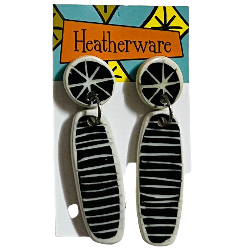 Earrings. Dangly Rods, Black.