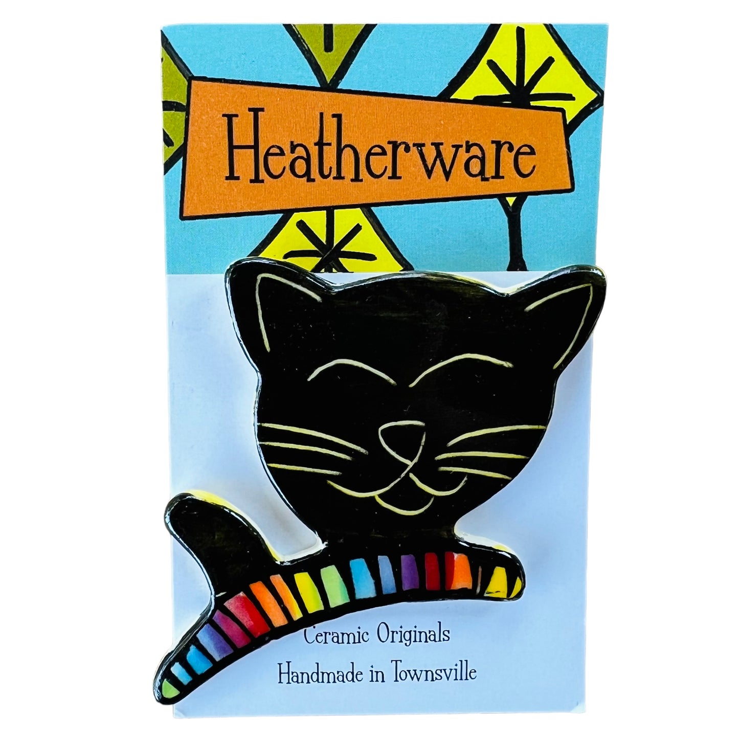 Cat jumping brooch