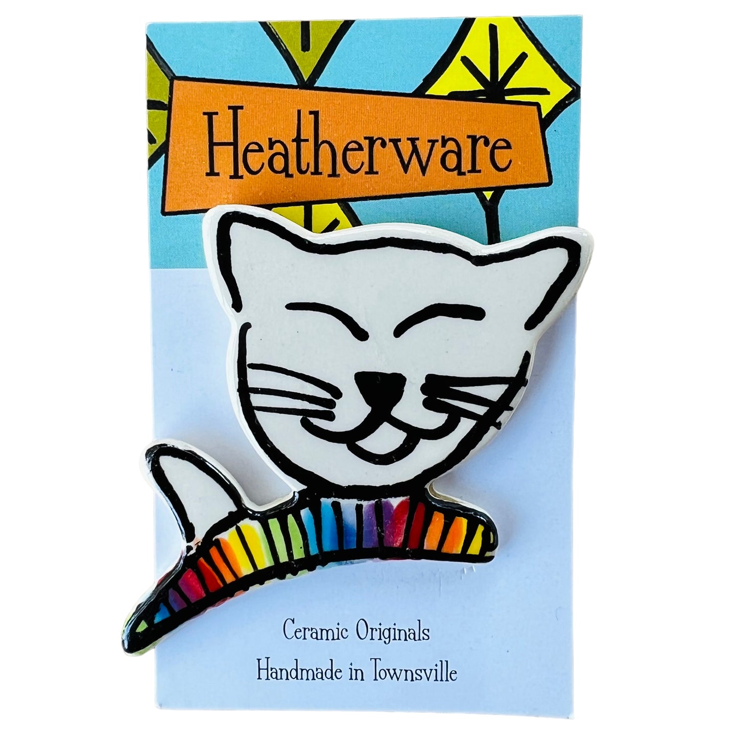 Cat jumping brooch