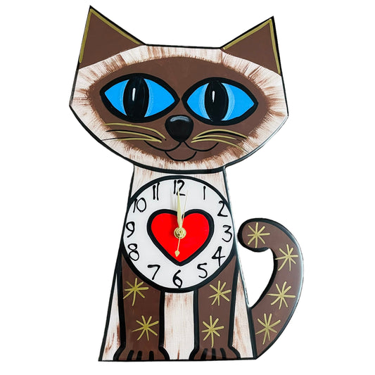 Cat clock chocolate point