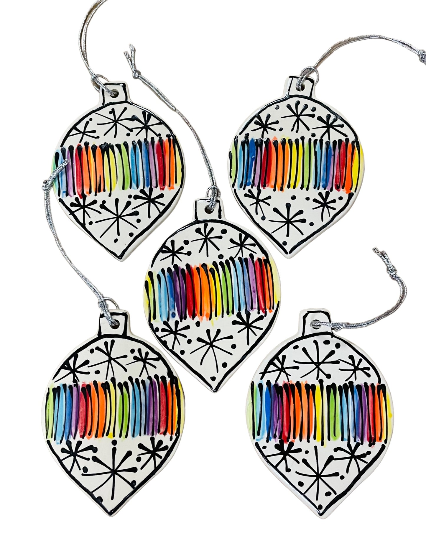 Rainbow stripe Christmas tree decorations