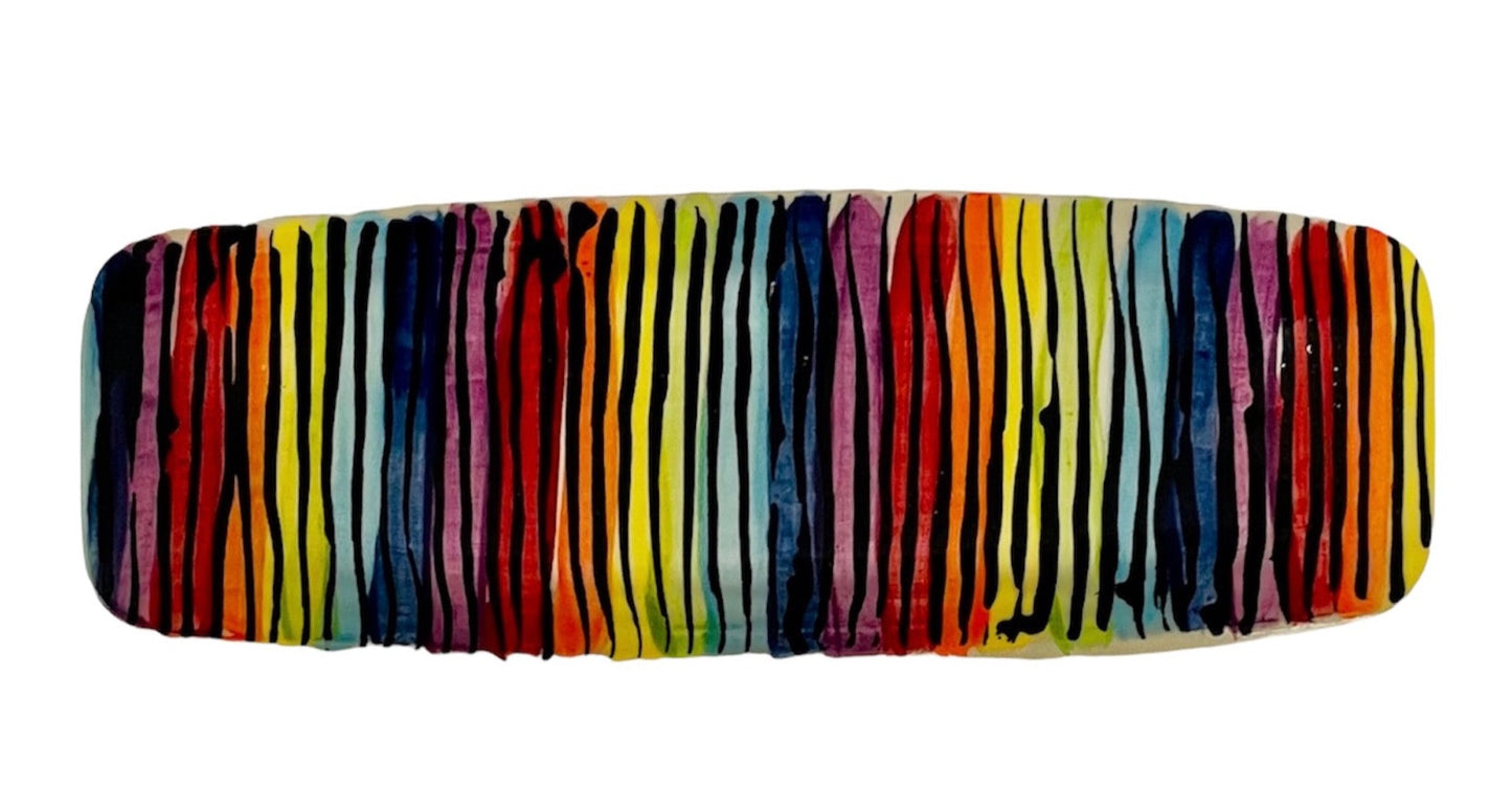 Rainbow stripes long dish