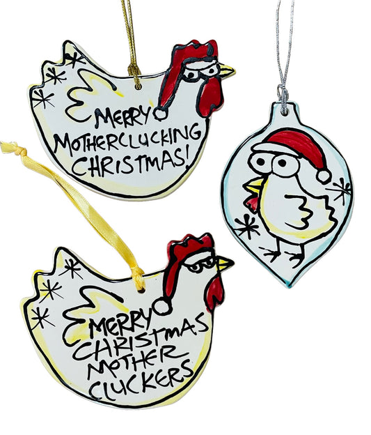 Chicken Christmas tree decorations (2 designs)