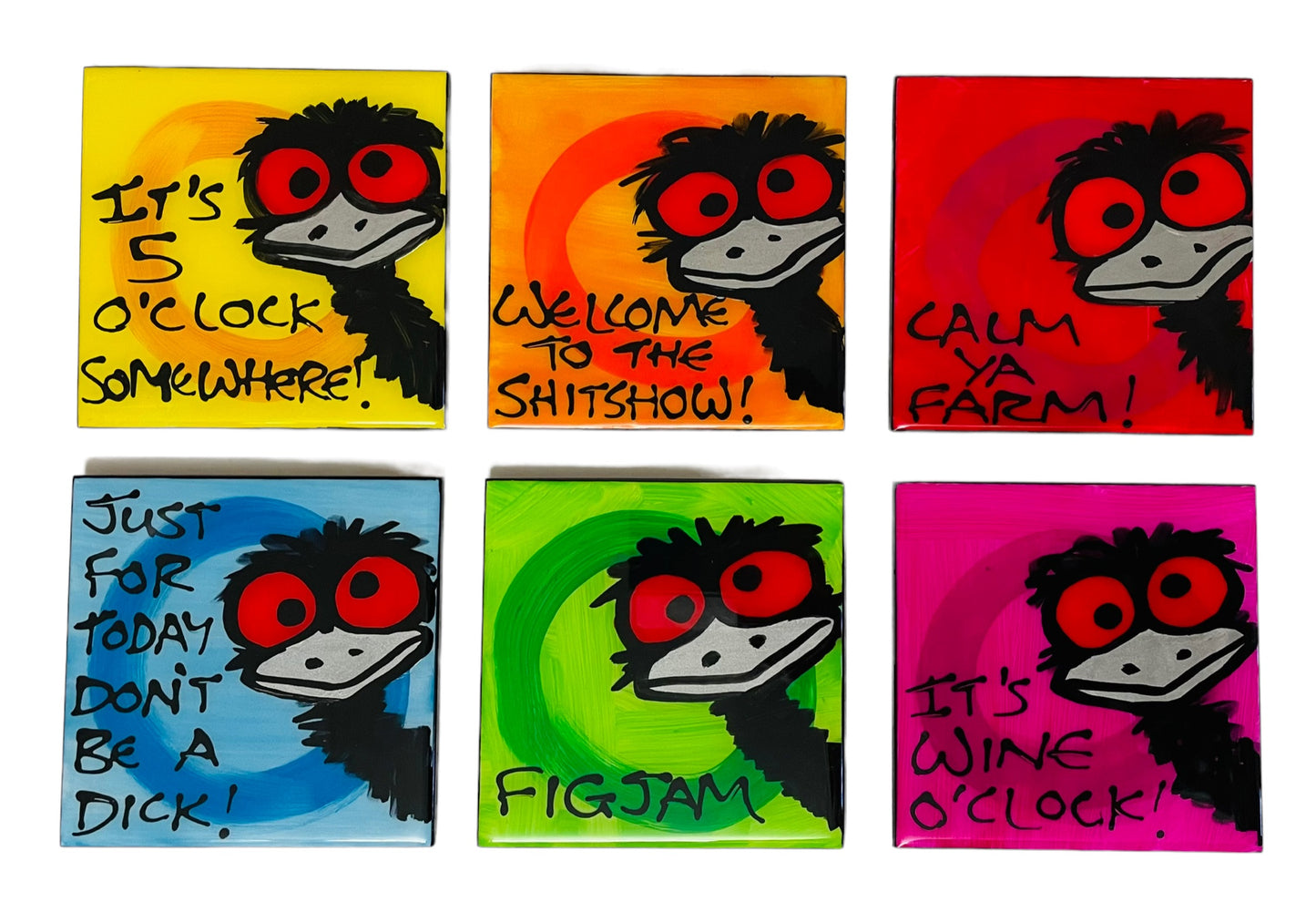 Emu coasters (made to order).