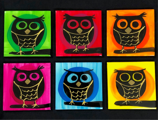 Owl coasters (made to order).