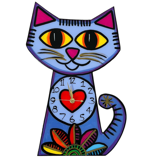 Cat clock Purple