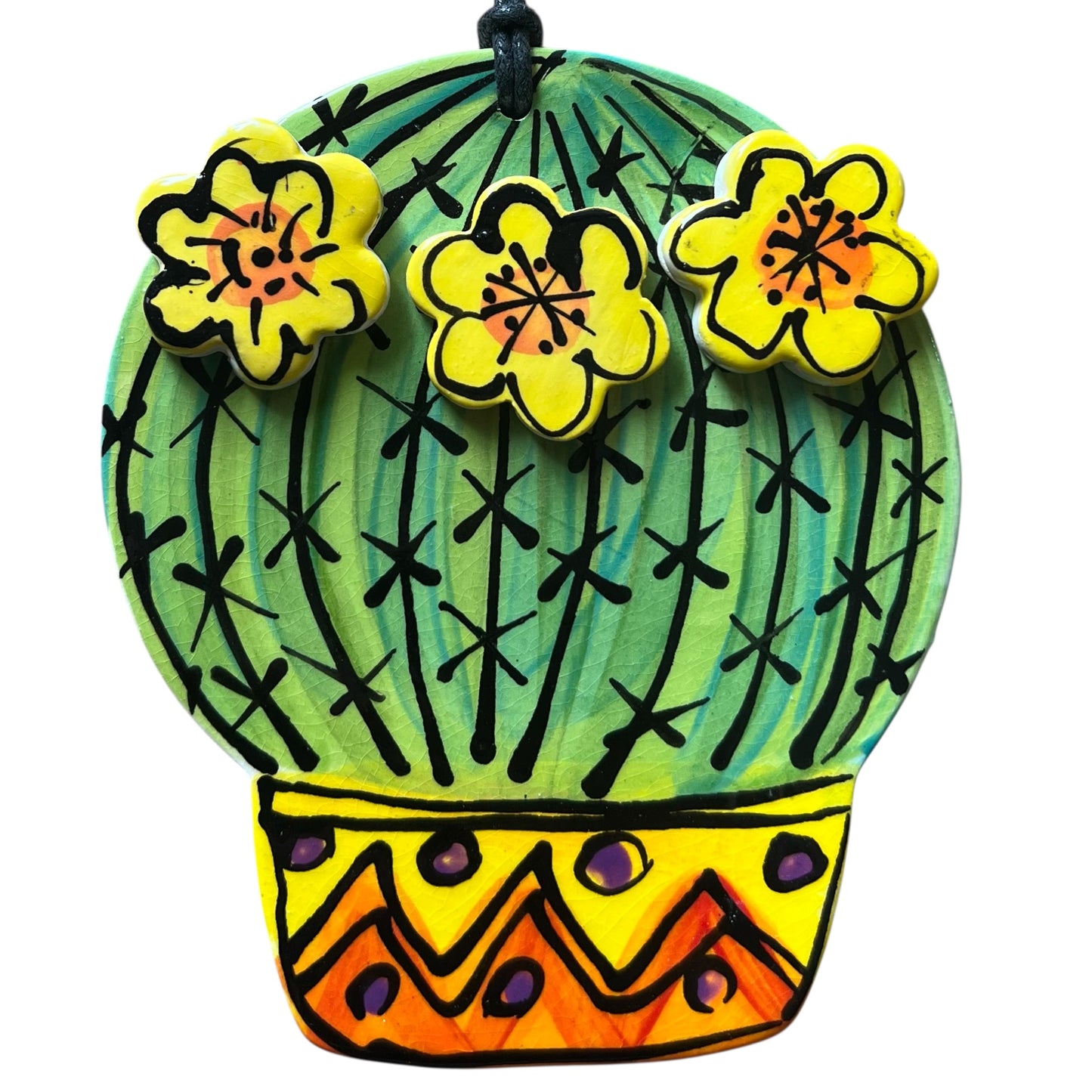 Cactus ceramic wall decor