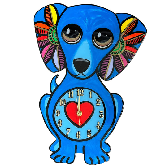 Dachshund Clock Blue.