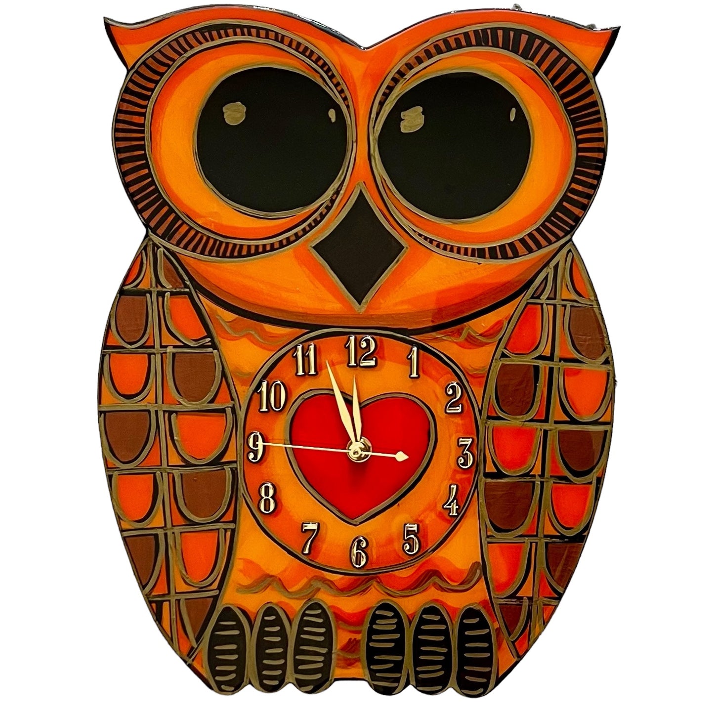 Owl clock , orange