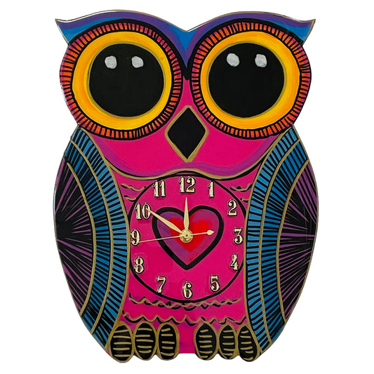 Owl clock , pink
