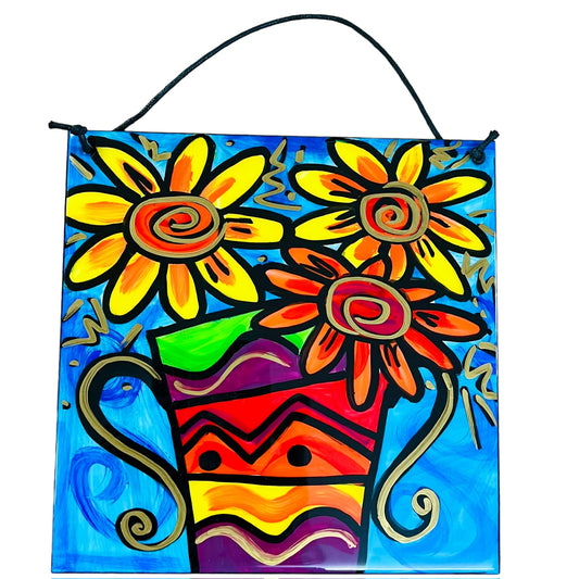 Vase hanging tile 20x20cm. Made to order.