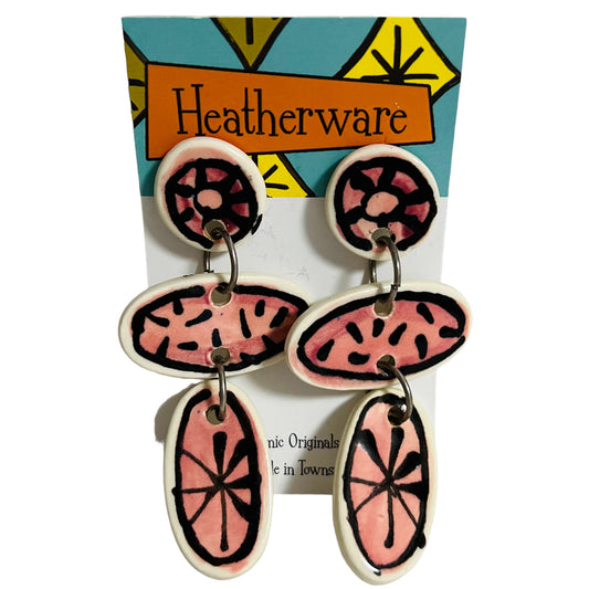 Earrings. Long Dangly, Pink.