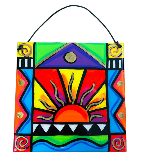 Sunrise hanging tile 20x20cm. Made to order.