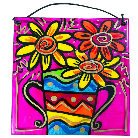 Vase hanging tile 20x20cm. Made to order.