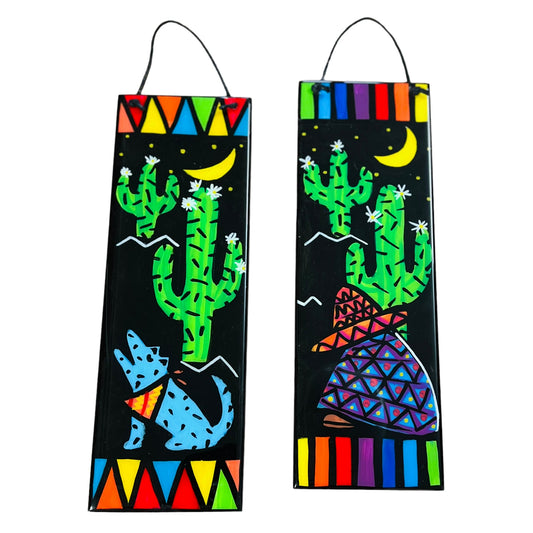 Cactus hanging tiles 10cm x 30cm. Made to Order.