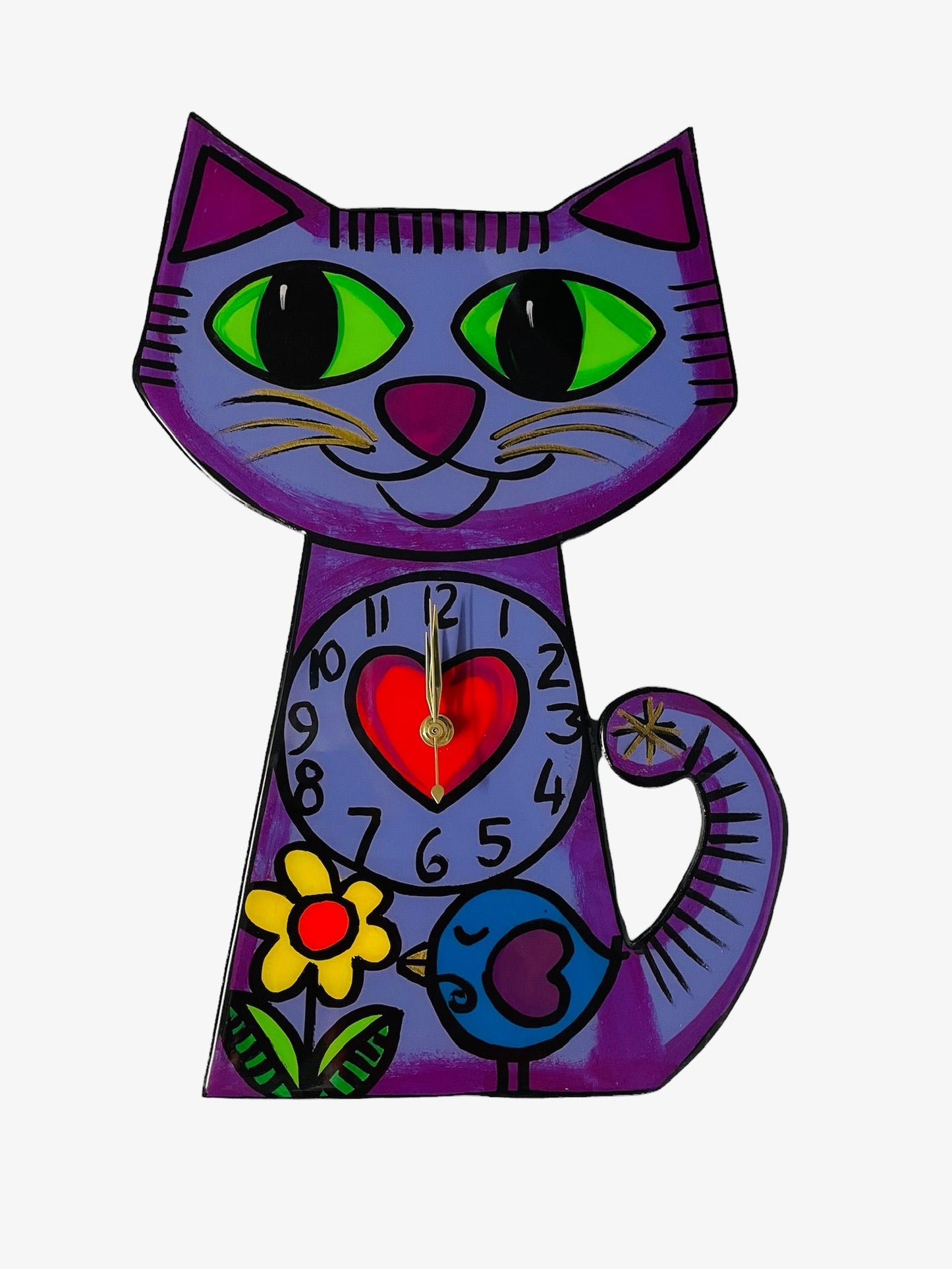 Cat clock Purple