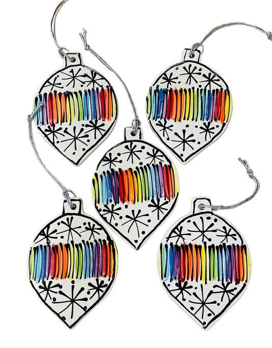 Rainbow stripe Christmas tree decorations