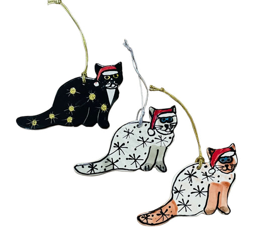 Cat sitting Christmas tree decoration