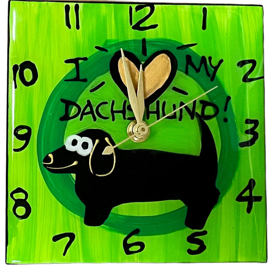 Dachshund clocks. Tile. (Made to order).