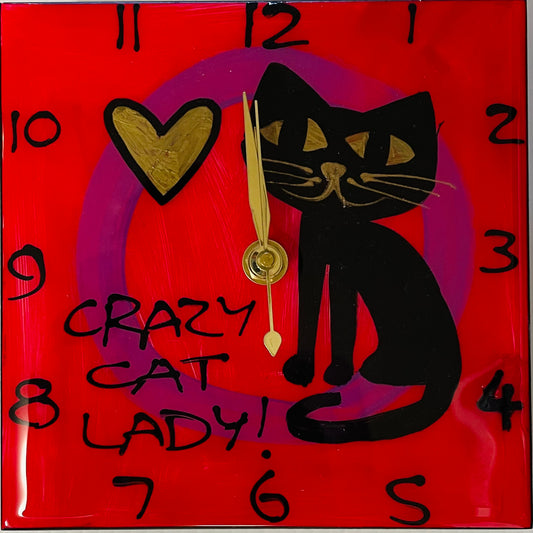 Cat clocks. (Made to order).