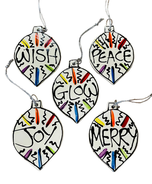 Word Christmas tree decorations