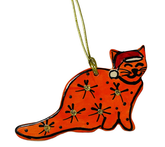 Cat sitting Christmas tree decoration