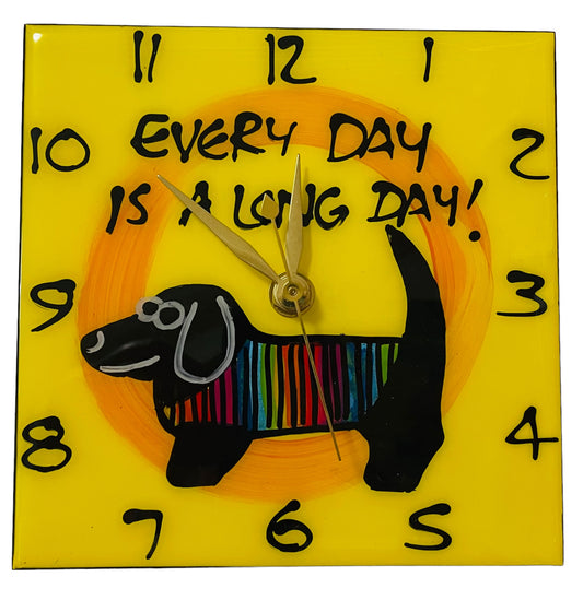 Dachshund clocks. Tile. (Made to order).